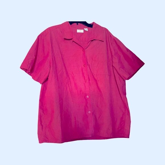 Elisabeth Liz Claiborne Pink Cotton Short Sleeve Top Sz 20 - Picture 1 of 6